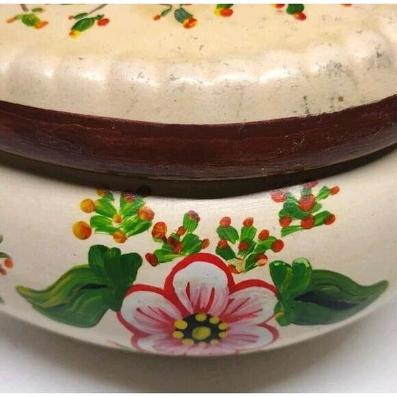 Vtg Floral Heart-Shaped Ceramic Trinket Box Artist Signed Hand-Painted Ceramic - Picture 5 of 14